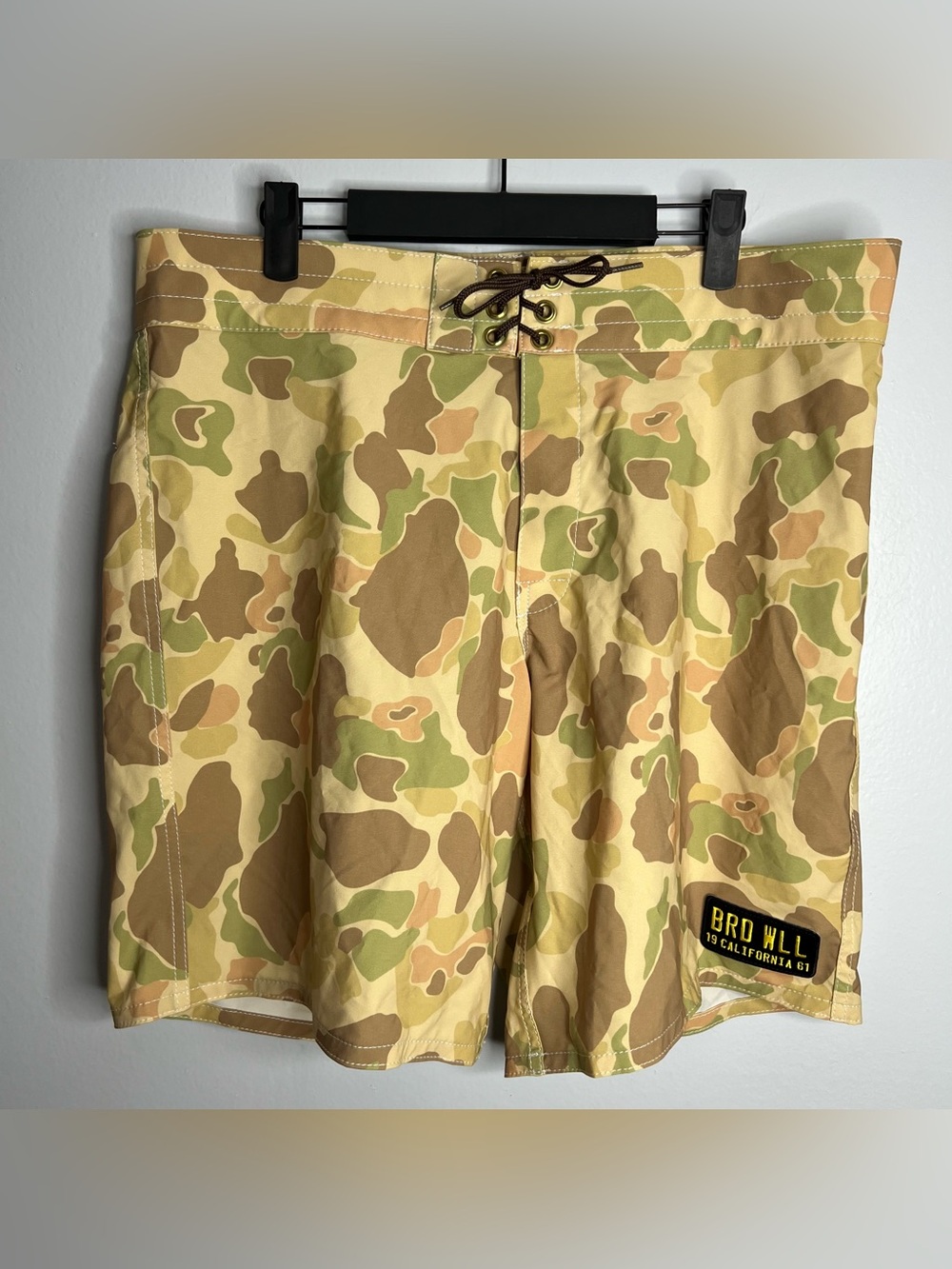 Birdwell Beach Britches Swim Board Shorts Trunks Mens 36 Camo Green Khaki NWT